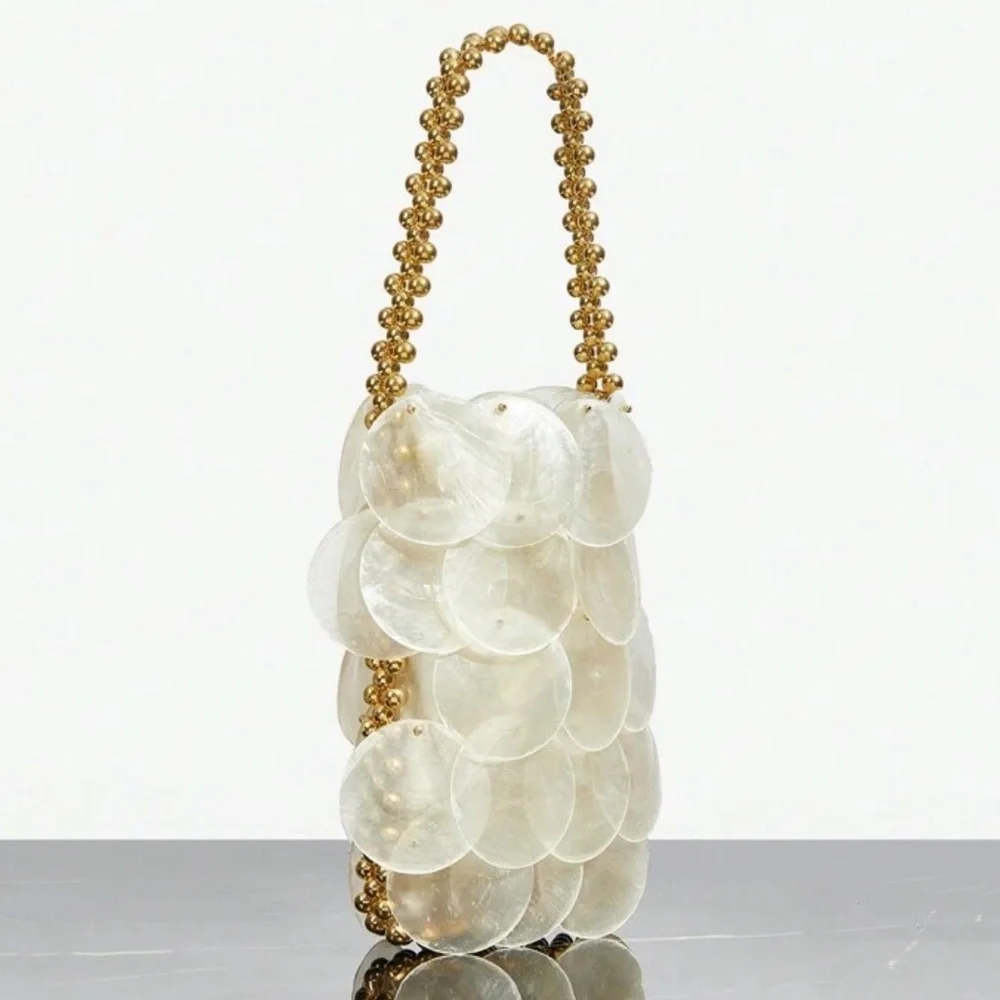 Luxurious quality Embellished shell mother of pearl sequin summer handbag purse - Picture 3 of 7